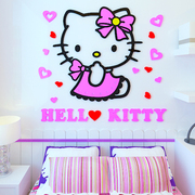 kitty猫墙贴卧室创意3d立体亚克力客厅床头温馨电视墙贴画装饰品