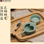 高档良渚博物院 玉琮创意一壶一杯越窑青瓷陶瓷泡茶杯带把茶具快