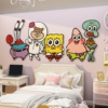 卧室装饰房间布置网红改造小物件儿童，床头墙上面海绵宝宝壁纸贴画
