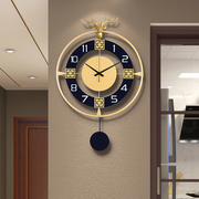 北欧轻奢客厅鹿头挂钟，个性创意挂墙时钟，现代简约时尚大气家用钟表