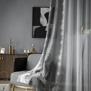 现代轻奢半遮光灰色，薄纱窗帘客厅阳台，卧室隔断纱帘成品