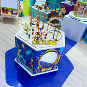儿童大号多功能海洋六面桌木质大型串珠绕珠百宝箱游戏盒益智玩具