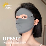 防晒面罩女薄冰丝脸夏季基尼防紫外线，可拆式防护遮全脸护眼角口罩