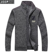 jeep吉普加绒男士针织，毛衣加厚保暖舒适长袖针织，毛衣高领开衫毛衫