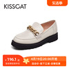 kisscat接吻猫春秋商场同款牛皮，厚底乐福鞋圆头单鞋女ka21680-50