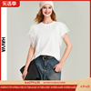 HAVVA2024夏季上衣设计感小众女体恤网纱拼接短袖t恤T3-0098