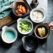 日式手绘陶瓷碗配菜碗米饭碗早餐碗麦片碗创意带把手小碗单个家用