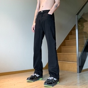 黑色牛仔裤男夏季薄款美式高街学生裤子，宽松百搭ins潮牌直筒长裤
