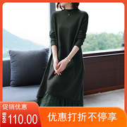 针织连衣裙韩版中长款宽松蕾丝拼接套头法式女装休闲时尚潮