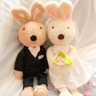 可爱苏克雷兔公仔毛绒，玩具穿婚纱公主裙，小兔子情侣布娃娃结婚礼物