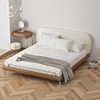木迹实木软包床主卧小户型，无床头软靠1.5米1.8复古中古皮艺双人床