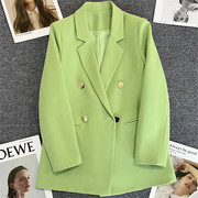 糖果绿色炸街小西装外套，女2023年春秋，韩版网红气质小个子休闲