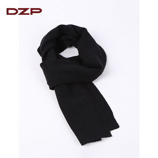 DZP羊绒小围巾冬季商务黑色围巾男女日系韩版学生保暖围脖短款