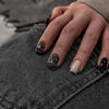 暗黑甜酷黑色豹纹，中长款方形秋季优雅显白假指甲，成品美甲可混