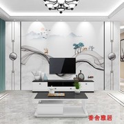2023客厅3D壁纸电视背景墙布现代简约新中式山水壁画墙纸轻奢墙画