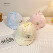 新生儿帽子春夏季0一3个月婴儿可爱纯棉胎帽初生婴幼儿春天鸭舌帽