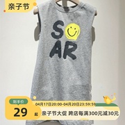 韩系童装定制24夏季印花字母，凉感无袖连衣裙，女孩时尚圆领裙子
