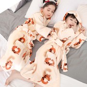 童装儿童睡袍秋冬款男童女童，法兰绒中大童，珊瑚绒睡衣家居服浴袍