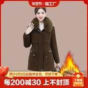 中长款派克棉服冬季2023年女装，韩版宽松加绒棉衣，羽绒加厚外套