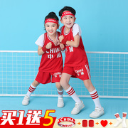 短袖儿童篮球服套装夏男童(夏男童)科比24号假两件球衣女训练队服定制