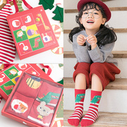 儿童纯棉圣诞袜元旦圣诞新年礼物礼盒装立体卡通红色袜子宝宝袜子