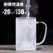 透明玻璃杯带把手耐高温定制水杯印logo杯子印字广告杯茶杯牛奶杯