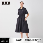 vov连衣裙秋季女士休闲复古翻领收腰连衣裙61123370076