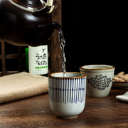 日式餐具商用餐厅茶水杯，家用陶瓷杯子创意复古陶瓷杯茶杯功夫茶