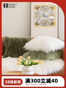 绿色滩羊毛抱枕套高档沙发客厅，靠枕轻奢高级皮草兔毛床头靠垫高端