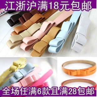 YD035韩国饰品 糖果多色女士细腰带 双层蝴蝶结皮带 个性时尚腰封