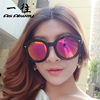 韩国超大圆框黑超墨镜女款潮复古箭头铆钉太阳镜眼镜2022
