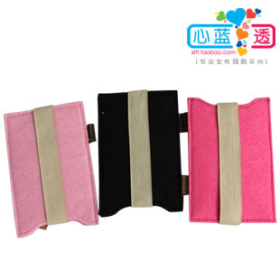 M1012金冠心蓝~韩国文具PPnBB 毛毡绑带手机袋|mp3包|卡包 随机发
