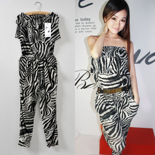 (Ladies 611-2) explosion models! European and American wild leopard jumpsuit personalized fashion piece pants 5504 #