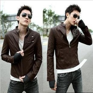  新款春装 韩版男式皮衣 时尚休闲仿皮皮衣 斜拉链设计pu皮衣
