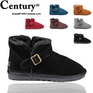  新款正品冬季牛皮男款雪地靴 防滑 防水短靴 低筒靴男士棉鞋