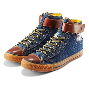  小胖^秋冬韩版英伦牛仔布中帮帆布鞋高帮时尚潮流系带耐磨男鞋子