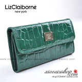 09新款美国真品liz claiborne丽资克莱本  玫红色鳄鱼纹长款钱包