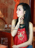 古典韵味●精美绣花双层仿真丝石榴花●风情肚兜 本命年红色