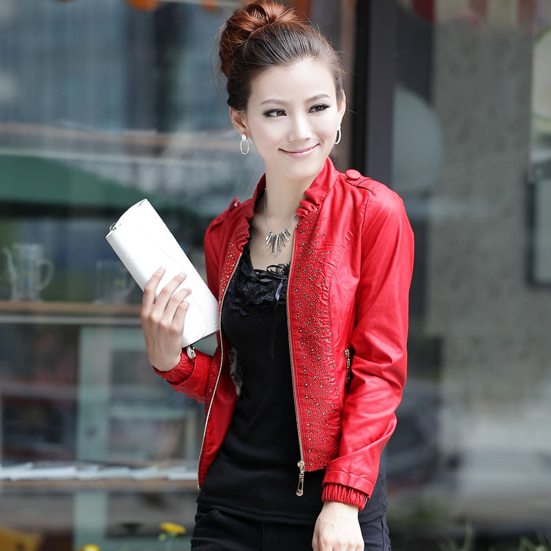 2012新款春装新品贝咔妮正品韩版修身立领PU皮短款小皮衣外套女装