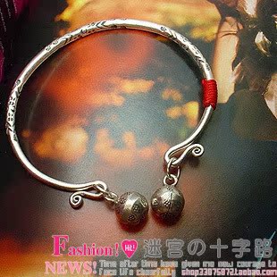  双皇冠信誉‖泰国清迈手工银‖铃铛‖99银缀铃细镯子‖热卖1212