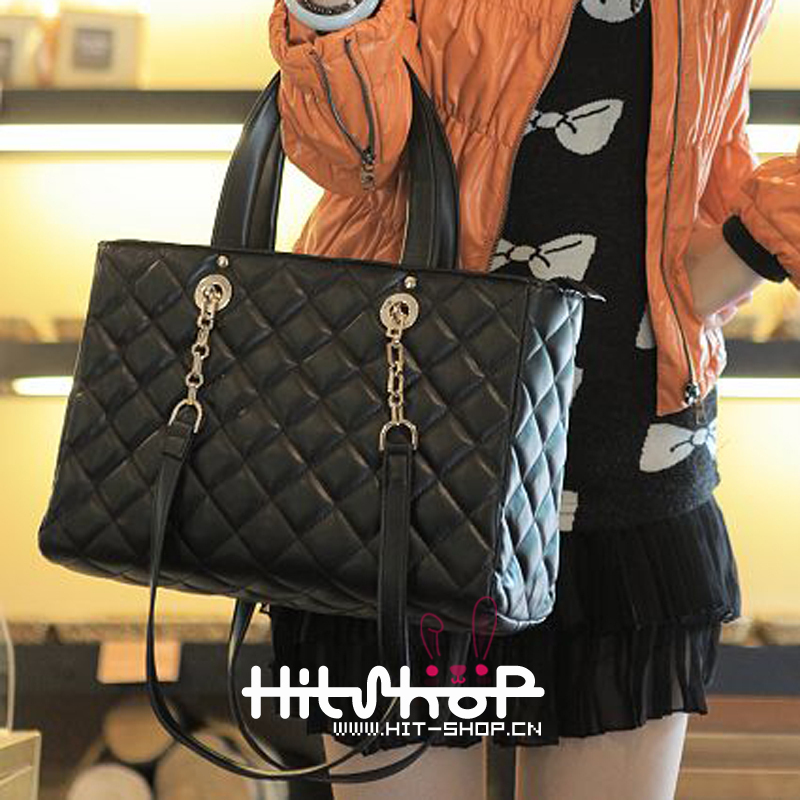 韩版菱格链条包糖果...