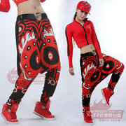 hiphop红色哈伦裤涂鸦宽松长裤学生舞蹈嘻哈，街舞爵士舞蹈演出服