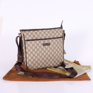  新款 GUCCI/古奇男士单肩斜垮包-246797啡色PUC