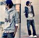 2010新款 韩版时尚 个性 修身 男士 黑色 套头 卫衣 男
