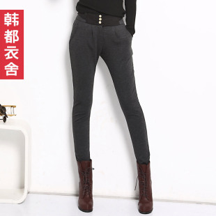  韩都衣舍品牌春秋季新款女装 时尚纯色小脚西装正装裤MQ2035