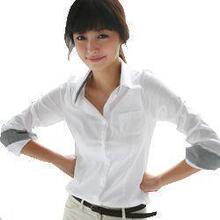 韩版 超级 经典 纯棉长袖女衬衫 白色修身女衬衣