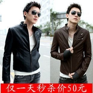  春秋冬装韩版潮男装外衣服男生外套 短款休闲修身 男士皮衣