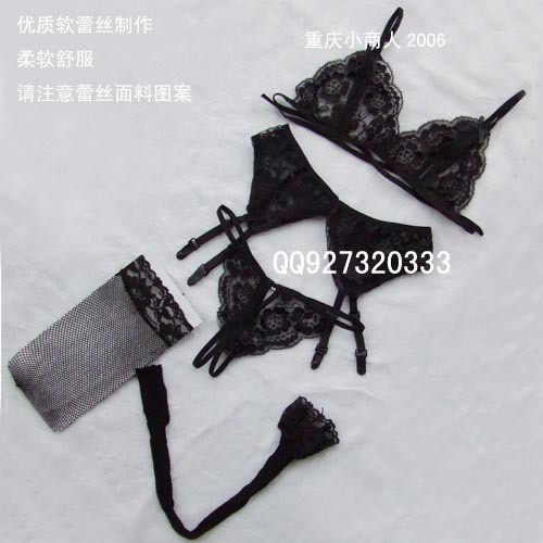 冲4冠0763情趣内衣 可配吊袜带/丝/网袜 黑/白/红/粉 2件套/4件套