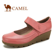 【试用中心官方推荐】CAMEL 正品骆驼女鞋 甜美坡跟真皮新品单鞋
