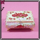 俄罗斯彩锡首饰盒 珐琅工艺 中号 金边玫瑰 【生日、结婚礼物】